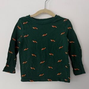 Old Navy ADORABLE Green Fox Print Kids Long Sleeve Tee Shirt 2T